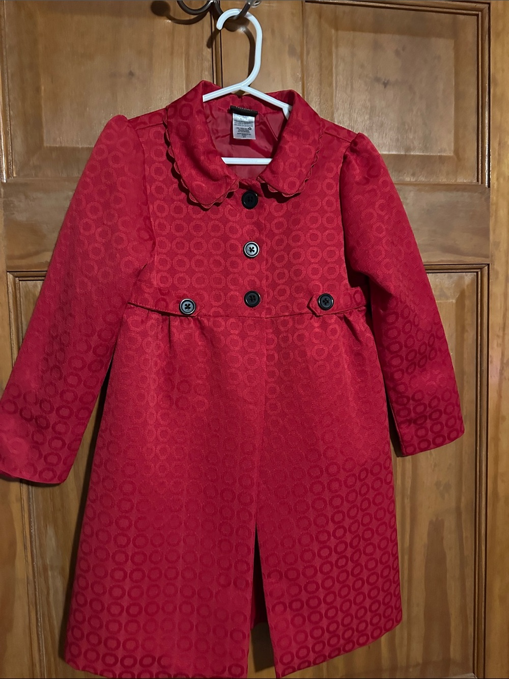 Holiday Editions Red Scalloped Collar Girls' Pea Coat